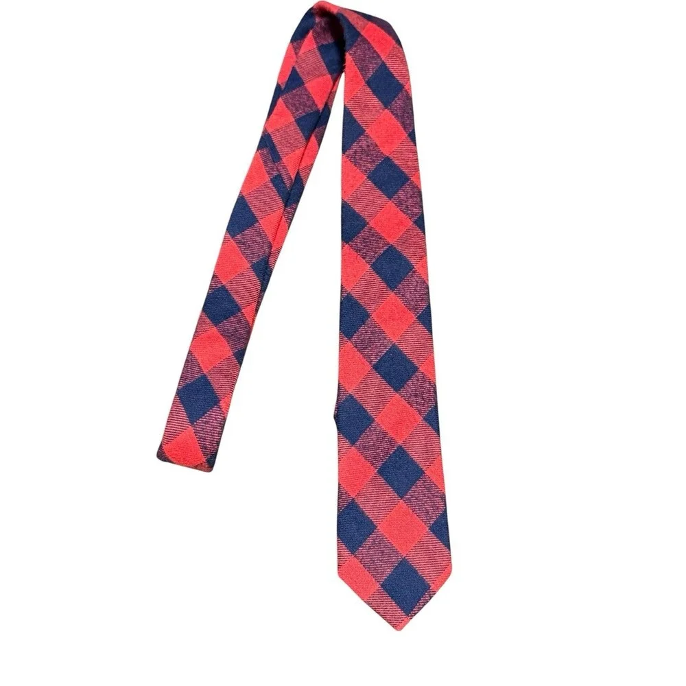 Crewcuts J.Crew Boys Plaid Tie Red Navy Cotton 52